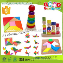 EN71 Großhandelshölzerner Puzzlespielblock OEM / ODM diy pädagogische Spielwaren für Kinder